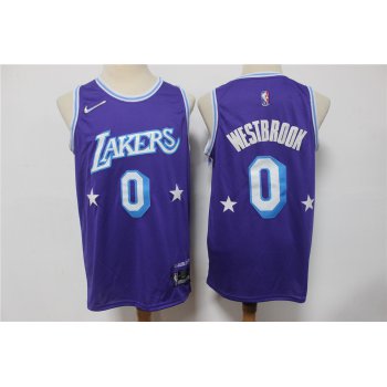 Men's Los Angeles Lakers Russell Westbrook Purple Nike Diamond 2022 City Edition Swingman Stitched Jersey