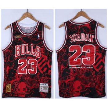 Men's Red Black Chicago Bulls #23 Michael Jordan 1995-96 Throwback Stitched Jersey