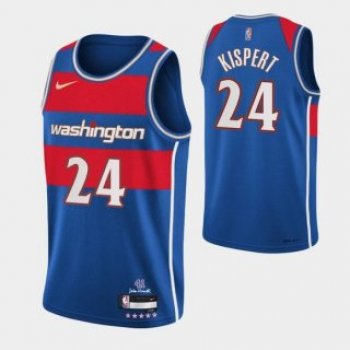 Men's Washington Wizards #24 Corey Kispert Blue 75th Anniversary 2021-2022 City Edition Swingman Stitched Jersey