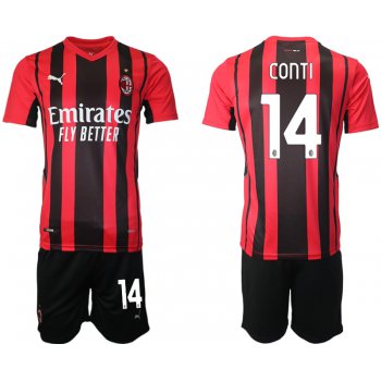 Men 2021-2022 Club AC Milan home red 14 Soccer Jersey