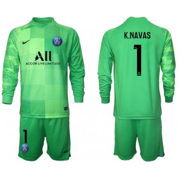 Men 2021-2022 Club Paris St German green goalkeeper Long Sleeve 1 Soccer Jersey