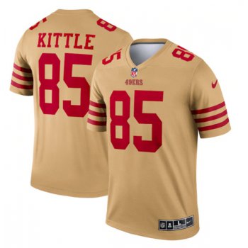 Men's San Francisco 49ers #85 George Kittle 2022 New Gold Inverted Legend Stitched Football Jersey