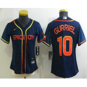 Women's Houston Astros #10 Yuli Gurriel 2022 Navy Blue City Connect Cool Base Stitched Jersey