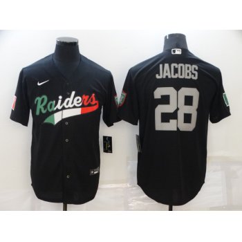 Men's Las Vegas Raiders #28 Josh Jacobs Black Mexico Stitched MLB Cool Base Nike Baseball Jersey