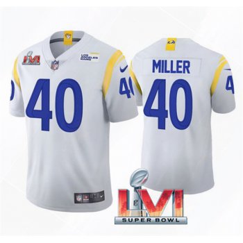 Men's Los Angeles Rams #40 Von Miller 2022 White Super Bowl LVI Vapor Limited Stitched Jersey