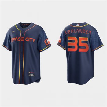 Men's Houston Astros #35 Justin Verlander 2022 Navy City Connect Cool Base Stitched Jersey