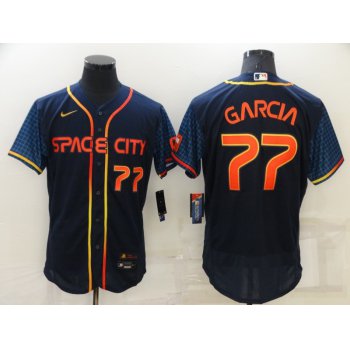 Men's Houston Astros #77 Luis Garcia 2022 Number Navy Blue City Connect Flex Base Stitched Baseball Jersey