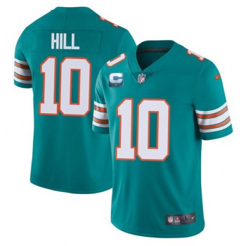 Men's Miami Dolphins 2022 #10 Tyreek Hill Aqua With 2-star C Patch Rush Color Stitched Football Jerse
