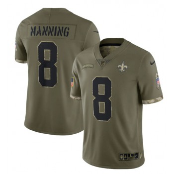 Men's New Orleans Saints #8 Archie Manning 2022 Olive Salute To Service Limited Stitched Jersey