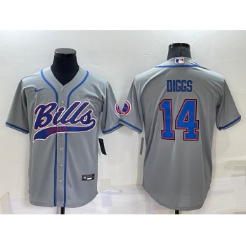 Men's Buffalo Bills #14 Stefon Diggs Grey Stitched Cool Base Nike Baseball Jersey