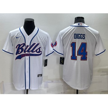 Men's Buffalo Bills #14 Stefon Diggs White Stitched Cool Base Nike Baseball Jersey