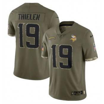 Men's Minnesota Vikings #19 Adam Thielen 2022 Olive Salute To Service Limited Stitched Jersey