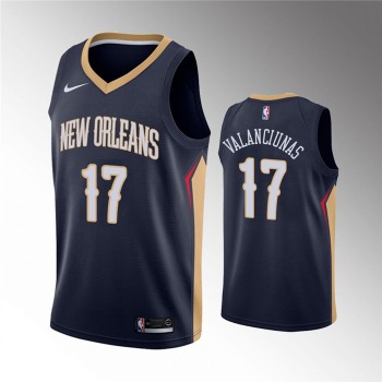 Men's New Orleans Pelicans #17 Jonas Valanciunas Navy Icon Edition Stitched Jersey