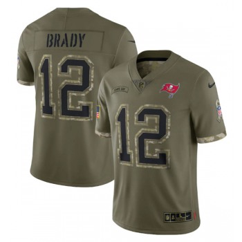Men's Tampa Bay Buccaneers #12 Tom Brady 2022 Olive Salute To Service Limited Stitched Jersey