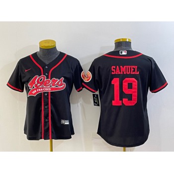 Women's San Francisco 49ers #19 Deebo Samuel Black With Patch Cool Base Stitched Baseball Jersey