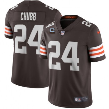 Men's Cleveland Browns 2022 #24 Nick Chubb Brown With 1-star C Patch Vapor Untouchable Limited NFL Stitched Jersey