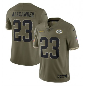 Men's Green Bay Packers #23 Jaire Alexander 2022 Olive Salute To Service Limited Stitched Jersey