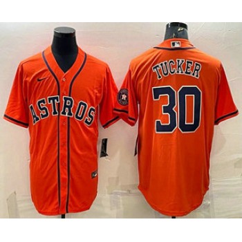 Men's Houston Astros #30 Kyle Tucker Orange With Patch Stitched MLB Cool Base Nike Jersey