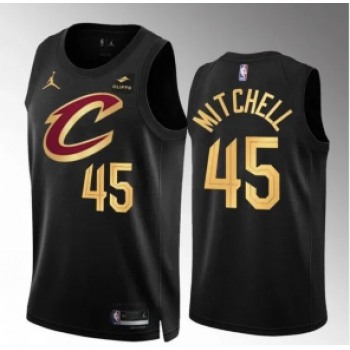 Men's Cleveland Cavaliers #45 Donovan Mitchell Black Statement Edition Stitched Jersey
