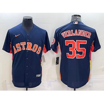 Men's Houston Astros #35 Justin Verlander Navy Blue With Patch Stitched MLB Cool Base Nike Jersey