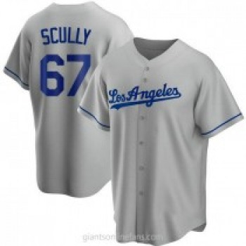 Men's Los Angeles Dodgers #67 Vin Scully Grey With Los Stitched MLB Cool Base Nike Jersey