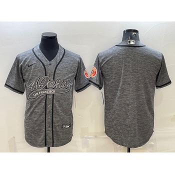 Men's San Francisco 49ers Blank Grey With Patch Cool Base Stitched Baseball Jersey
