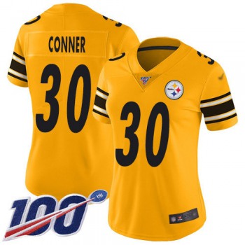 Nike Steelers #30 James Conner Gold Women's Stitched NFL Limited Inverted Legend 100th Season Jersey