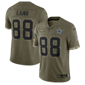 Men's Dallas Cowboys #88 CeeDee Lamb 2022 Olive Salute To Service Limited Stitched Jersey