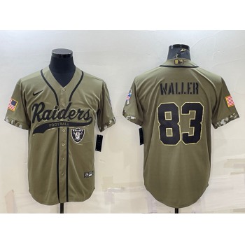 Men's Las Vegas Raiders #83 Darren Waller 2022 Olive Salute to Service Cool Base Stitched Baseball Jersey