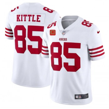 Men's San Francisco 49ers 2022 #85 George Kittle White New Scarlet With 4-star C Patch Vapor Untouchable Limited Stitched Football Jersey