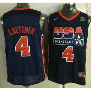 1992 Olympics Team USA #4 Christian Laettner Navy Blue Swingman Jersey