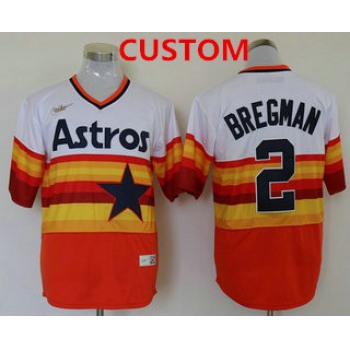 Men's Houston Astros Custom Orange Rainbow Cooperstown Stitched MLB Cool Base Nike Jersey