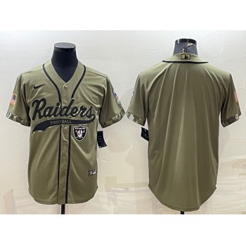 Men's Las Vegas Raiders Blank Olive Salute to Service Cool Base Stitched Baseball Jersey