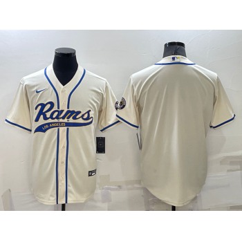 Men's Los Angeles Rams Blank Cream Stitched MLB Cool Base Nike Baseball Jersey