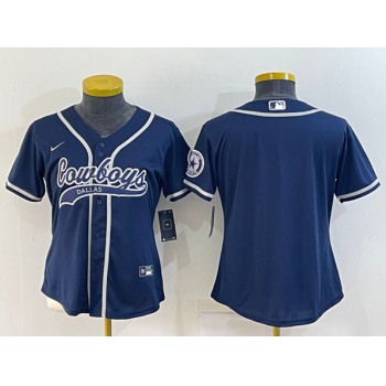 Youth Dallas Cowboys Blank Navy With Patch Cool Base Stitched Baseball Jersey