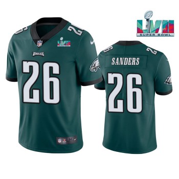 Men's Philadelphia Eagles #26 Miles Sanders Green Super Bowl LVII Patch Vapor Untouchable Limited Stitched Jersey
