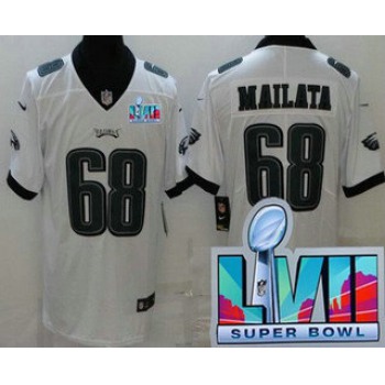 Men's Philadelphia Eagles #68 Jordan Mailata Limited White Super Bowl LVII Vapor Jersey