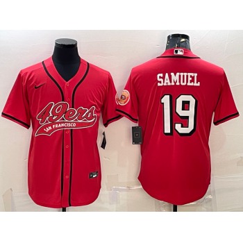 Men's San Francisco 49ers #19 Deebo Samuel Red Color Rush With Patch Cool Base Stitched Baseball Jersey
