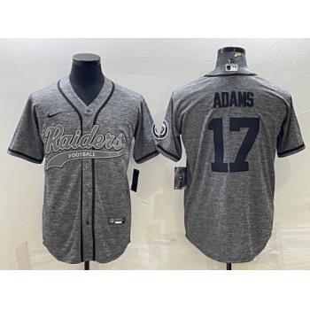Men's Las Vegas Raiders #17 Davante Adams Gray With Patch Cool Base Stitched Baseball Jersey