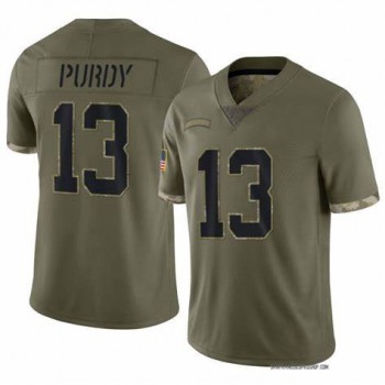 Men's San Francisco 49ers #13 Brock Purdy 2022 Olive Salute To Service Limited Stitched Jersey