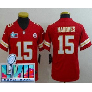 Youth Kansas City Chiefs #15 Patrick Mahomes Limited Red Super Bowl LVII Vapor Jersey