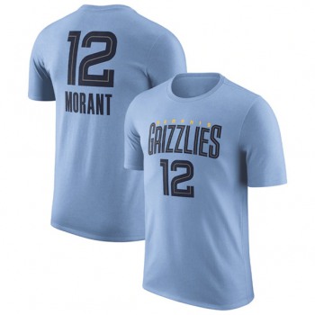 Men's Memphis Grizzlies #12 Ja Morant Light Blue 2022-23 Statement Edition Name & Number T-Shirt