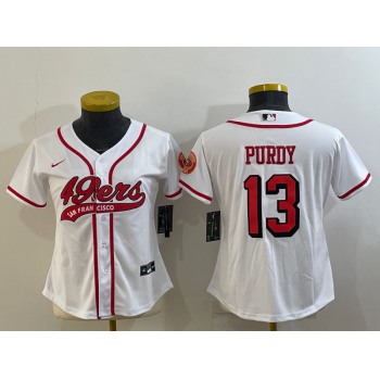Women's San Francisco 49ers #13 Brock Purdy White Color Rush With Patch Cool Base Stitched Baseball Jersey