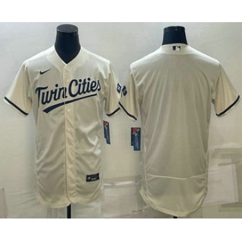 Men's Minnesota Twins Blank Cream 2022 City Connect Flex Base Stitched Jersey