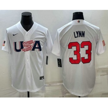 Men's USA Baseball #33 Lance Lynn 2023 White World Baseball Classic Stitched Jersey