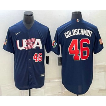 Men's USA Baseball #46 Paul Goldschmidt Number 2023 Navy World Baseball Classic Stitched Jerseys