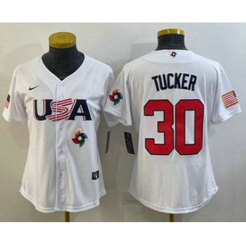 Women's USA Baseball #30 Kyle Tucker 2023 White World Classic Stitched Jerseys