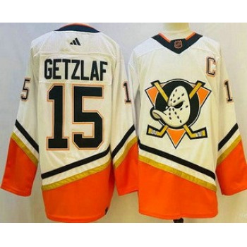 Men's Anaheim Ducks #15 Ryan Getzlaf White 2022 Reverse Retro Authentic Jersey